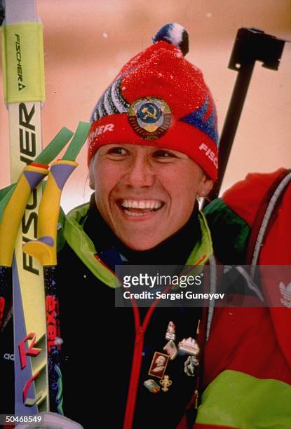 Unified Team cross country skier Anfissa Restzova, gold medal biathlon winner at 1992 winter Olympics.