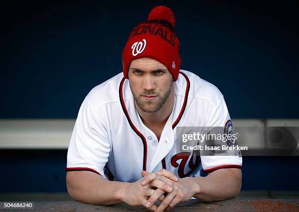 Bryce Harper joins New Era Cap. For a photo shoot to announce a partnership January 8, 2016 in Las Vegas, Nevada.