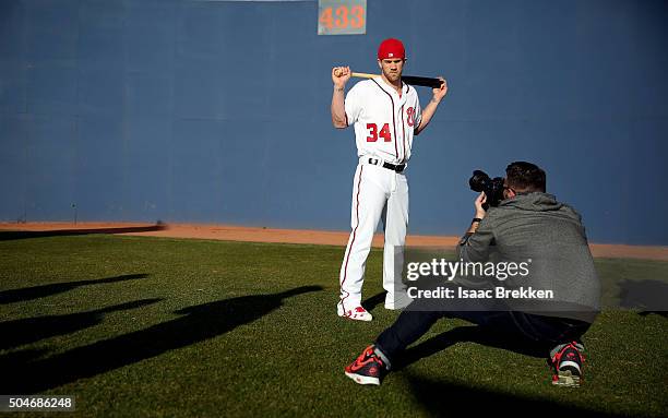 Bryce Harper joins New Era Cap. For a photo shoot to announce a partnership January 8, 2016 in Las Vegas, Nevada.