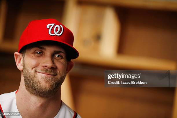 Bryce Harper joins New Era Cap. For a photo shoot to announce a partnership January 8, 2016 in Las Vegas, Nevada.