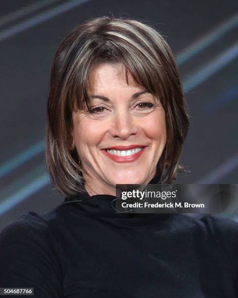 Actress Wendie Malick speaks onstage during the "Rush Hour" panel discussion at the CBS/ShowtimeTelevision Group portion of the 2015 Winter TCA Tour...