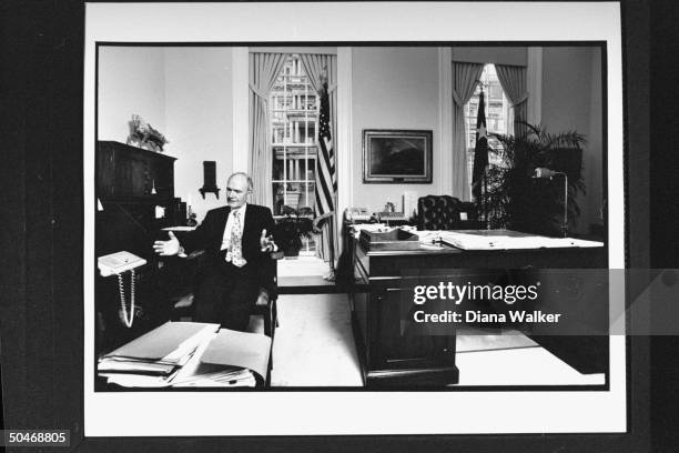 Adv. Brent Scowcroft in chair next to large desk in his office at the WH.