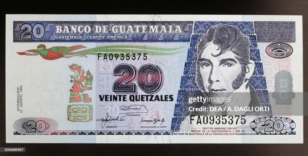 20 quetzal banknote...