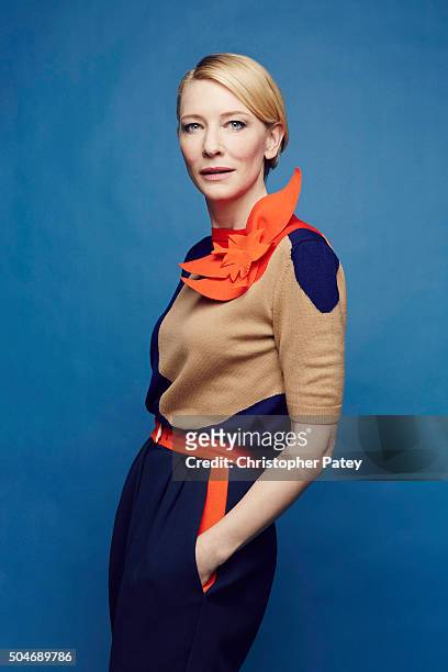 Actress Cate Blanchett wearing Delpozo poses for a portrait at the 2016 Film Independent Filmmaker Grant And Spirit Award Nominees Brunch on January...