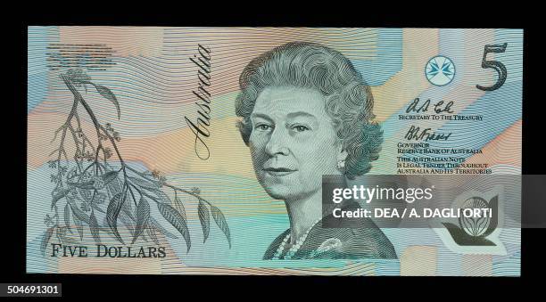 Dollars banknote, 1990-1999, obverse depicting Elizabeth II . Australia, 20th century.