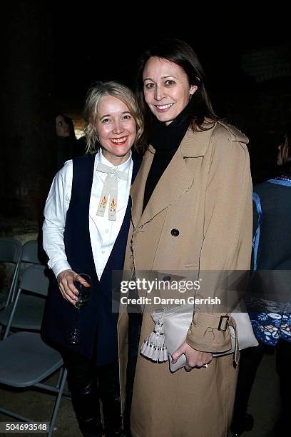 Justine Simons and Caroline Rush attend the opening of "Women: New Portraits By Annie Leibovitz" hosted by Vogue & UBS at Wapping Hydraulic Power...