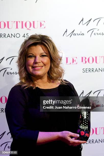 Terelu Campos attends 'MTC' shoes presentation by Maria Teresa Campos at Le Boutique on January 12, 2016 in Madrid, Spain.