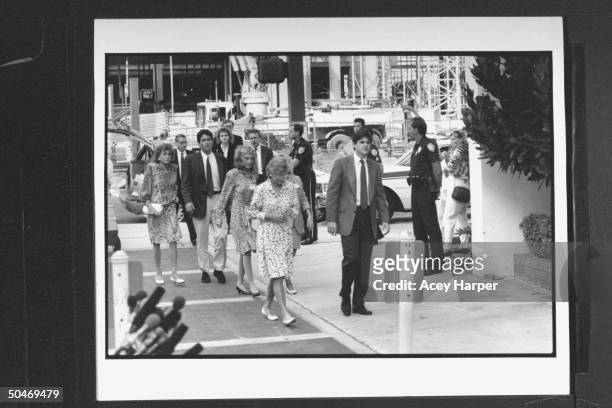 William Kennedy Smith walking w. His mother Jean Smith, aunt Pat Kennedy Lawford , cousin Christopher Lawford, and aunt Eunice Shriver to during...