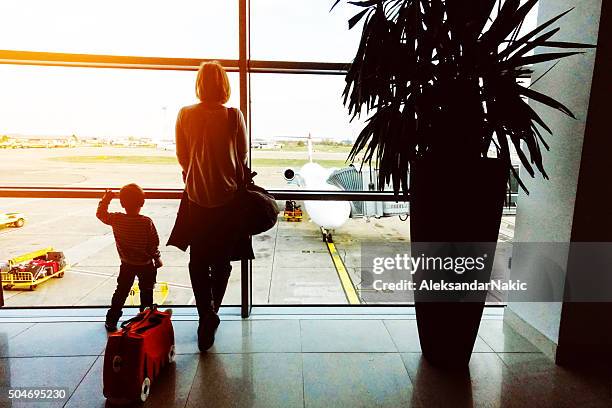 sie warten. - flughafen wien stock-fotos und bilder