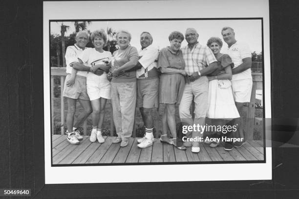 Retirees resembling characters fr. TV show Beverly Hills 90210 Pat Daly, Dora Markowitz, Claire Hidum, Frank Mendise, Lillian Borst, Bob Bright,...