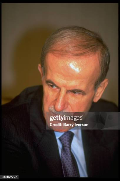 Syrian Pres. Hafez Al Assad during joint press conf. While visiting Cairo, Egypt.