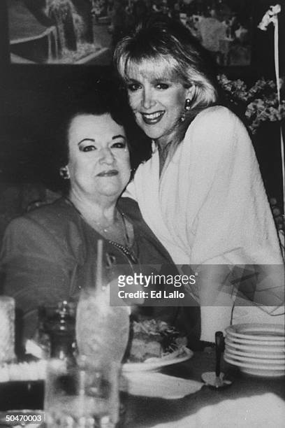 Photo of AR gov. Bill Clinton's alleged mistress Gennifer Flowers w. Friend Betty Biggenstaff at Betty's birthday at Rega restaurant.