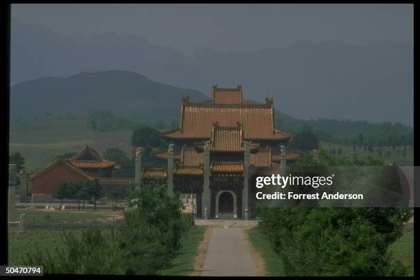 Tai Ling Tomb of Emperor Yong Zheng in sacred valley of Western Qing dynasty Tombs, site of new, luxury Hualong Cemetery for rich overseas Chinese.