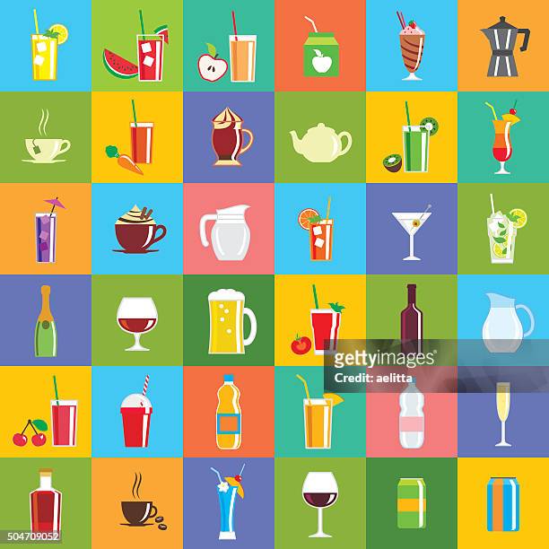 ilustrações, clipart, desenhos animados e ícones de ícones de bebidas - suco