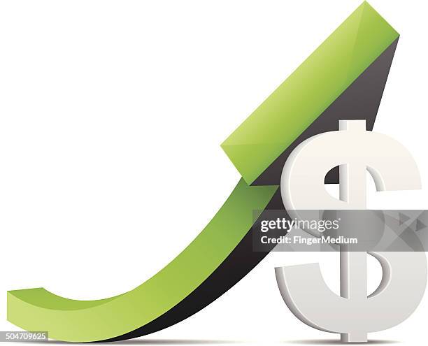 business graph with dollar - looking up stock illustrations