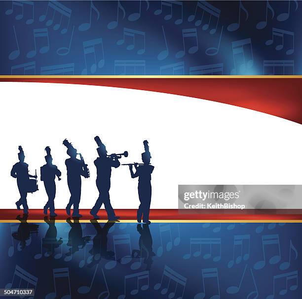 bildbanksillustrationer, clip art samt tecknat material och ikoner med marching band background - drummer silhouette