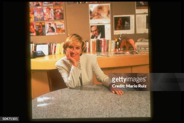 Ed. In chief Tina Brown in office after being named to replace Robert Gottlieb in same post at THE NEW YORKER.