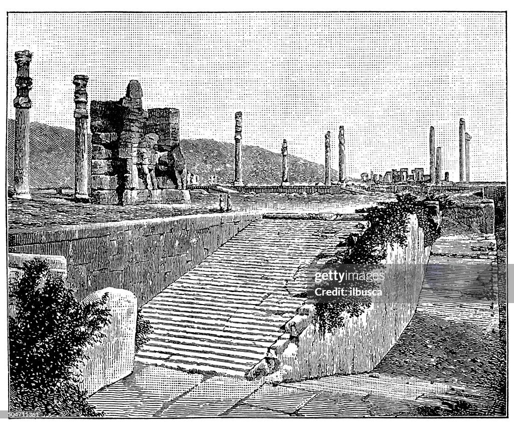 Antique illustration of Propylaea of Xerxes - Persepolis