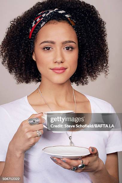 Actress Nathalie Emmanuel poses for a portrait at the BAFTA Los Angeles Awards Season Tea at the Four Seasons Hotel on January 9, 2016 in Los...