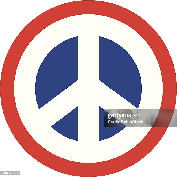 peace sign red white and blue - hippies 1960s stock illustrations