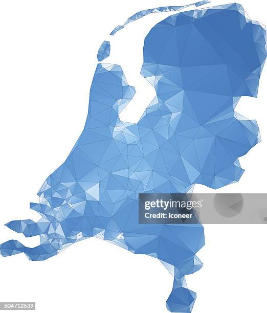 netherlands map blue polygons - current state stock illustrations