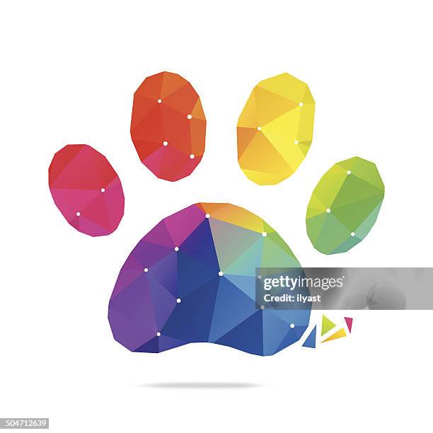 abstrakte paw - polygone tier stock-grafiken, -clipart, -cartoons und -symbole