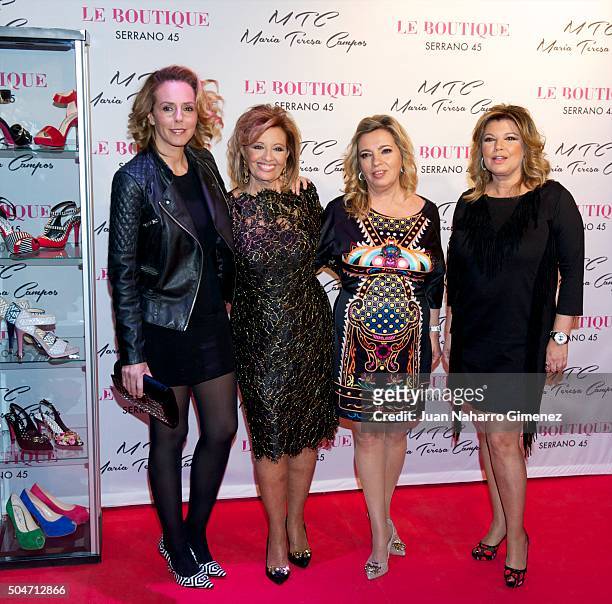 Rocio Carrasco, Maria Teresa Campos, Carmen Borrego and Terelu Campos attend 'MTC' shoes presentation by Maria Teresa Campos at Le Boutique on...