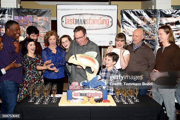Actor Tim Allen and cast of "Last Man Standing" attend the 100th episode celebration of ABC's "Last Man Standing" held at CBS Studios - Radford on...