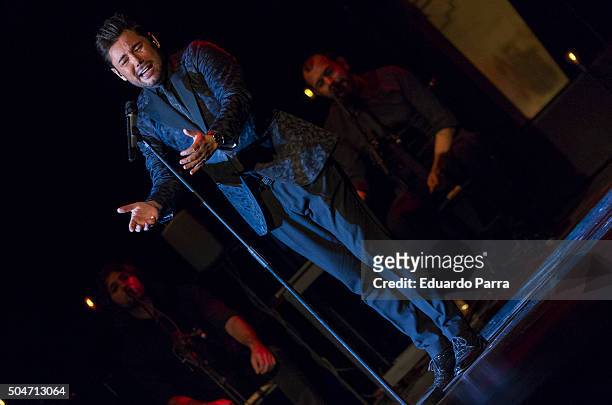 Spanish flamenco singer Miguel Poveda performs on stage at Compac theatre on January 12, 2016 in Madrid, Spain.