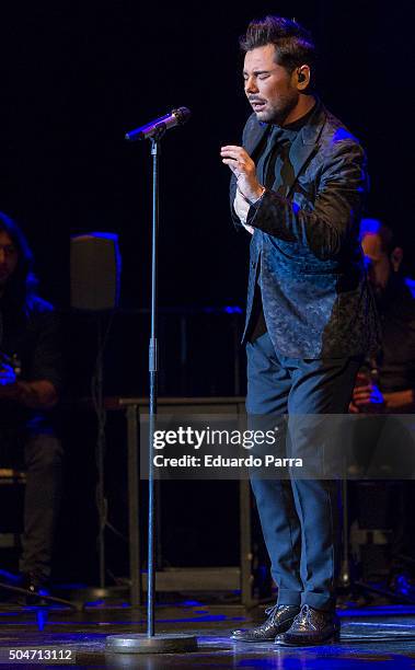 Spanish flamenco singer Miguel Poveda performs on stage at Compac theatre on January 12, 2016 in Madrid, Spain.