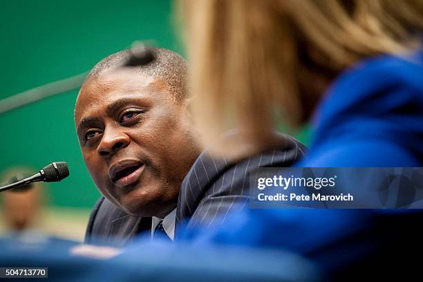 Forensic pathologist and neuropathologist Dr. Bennet Omalu participates in a briefing sponsored by Rep. Jackie Speier on Capitol Hill on January 12,...