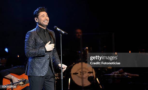 Miguel Poveda preforms at the Compac Gran Via Theater on January 12, 2016 in Madrid, Spain.