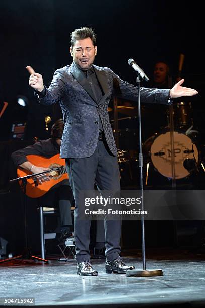 Miguel Poveda preforms at the Compac Gran Via Theater on January 12, 2016 in Madrid, Spain.