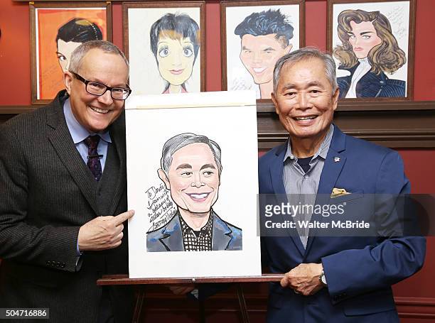 Brad Altman Takei and George Takei attend the Sardi's caricature unveiling for George Takei at Sardi's on January 12, 2016 in New York City.