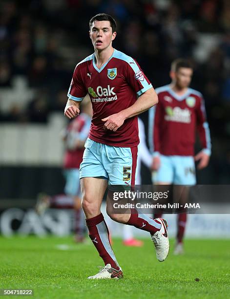 Michael Keane of Burnley during the Sky Bet Championship match between MK Dons and Burnley at Stadium mk on January 12, 2016 in Milton Keynes,...