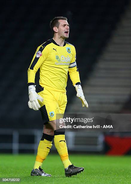 Tom Heaton of Burnley during the Sky Bet Championship match between MK Dons and Burnley at Stadium mk on January 12, 2016 in Milton Keynes, England.