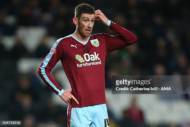 David Jones of Burnley during the Sky Bet Championship match between MK Dons and Burnley at Stadium mk on January 12, 2016 in Milton Keynes, England.