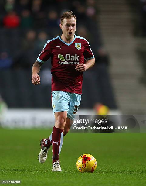 Scott Arfield of Burnley during the Sky Bet Championship match between MK Dons and Burnley at Stadium mk on January 12, 2016 in Milton Keynes,...