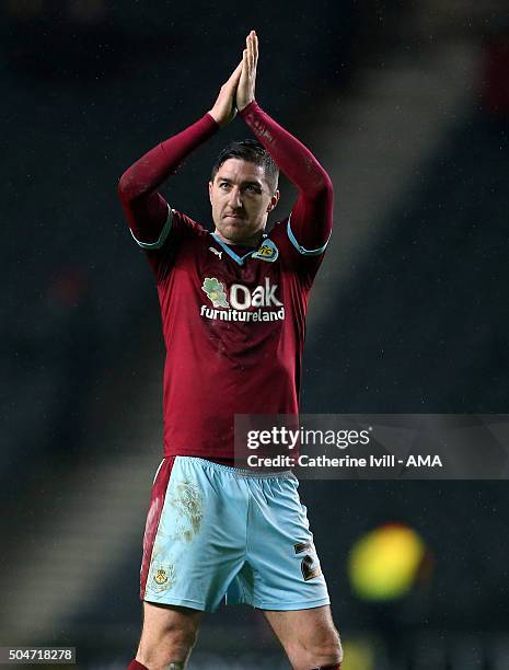 Stephen Ward of Burnley during the Sky Bet Championship match between MK Dons and Burnley at Stadium mk on January 12, 2016 in Milton Keynes, England.