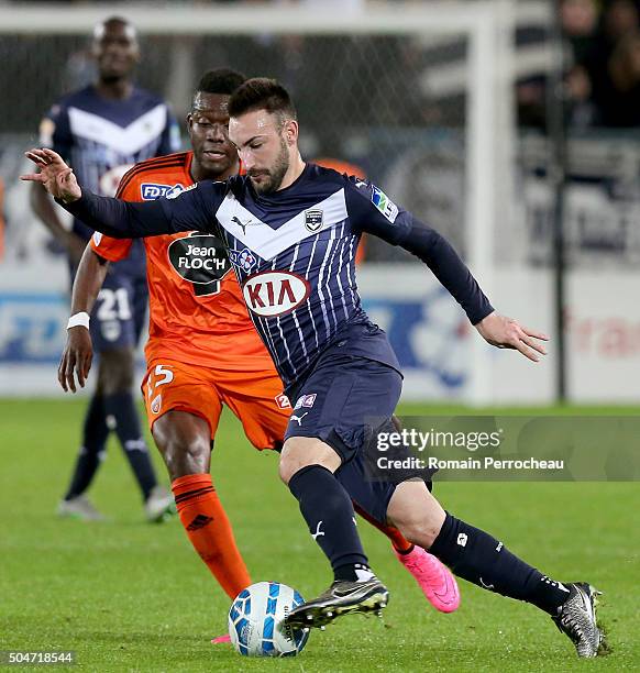 Diego Contento for Bordeaux in action during the French League Cup quarter final between Bordeaux and Lorient at Stade Matmut Atlantique on January...