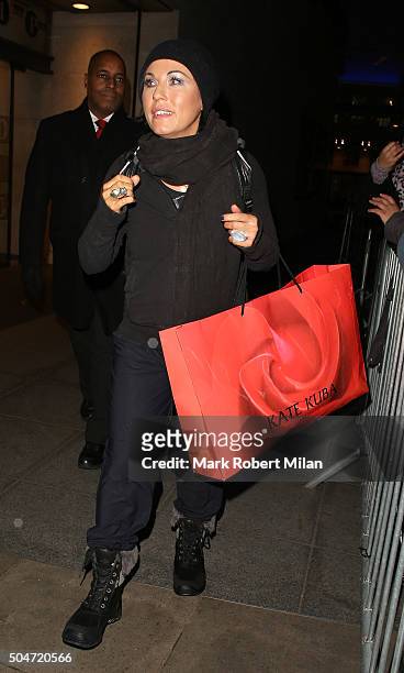 Jessie Wallace leaving the BBC Broadcasting House after appearing on the One show on January 12, 2016 in London, England.