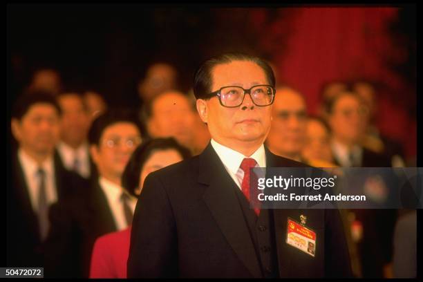 Communist Party Gen. Secy. Jiang Zemin during opening of 14th Communist Party Congress.