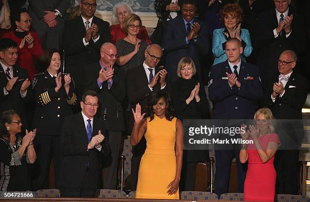 Cynthia K. Davis of Las Vegas, NV., Gov. Dannel P. Malloy of Connecticut, first lady Michelle Obama, and Wife of U.S. Vice President Joe Biden, Dr....