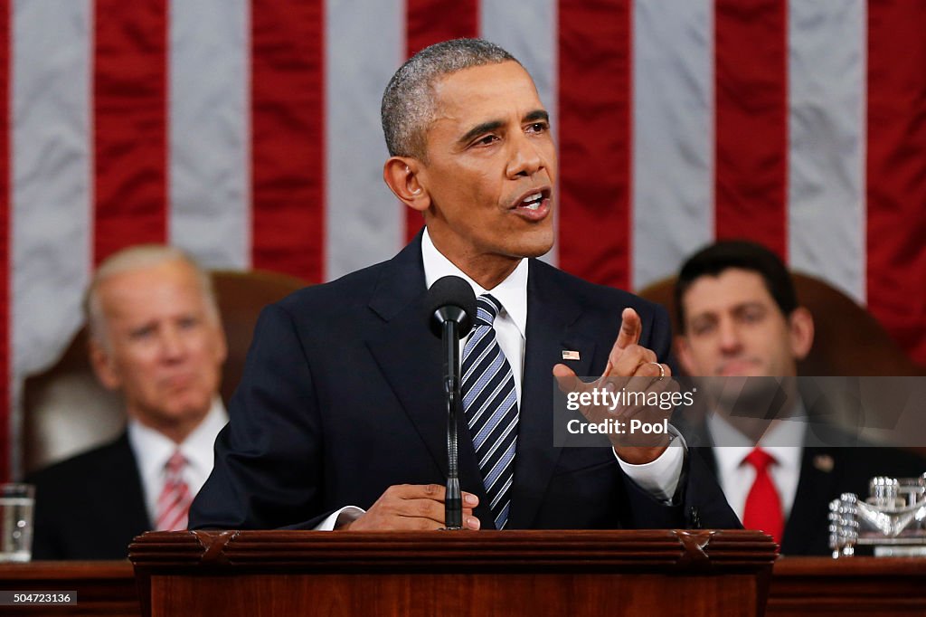 President Obama Delivers His Last State Of The Union Address To Joint Session Of Congress