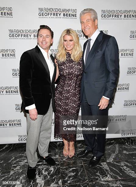Chief Merchandising Officer, Macy's Tim Baxter, Actress, Singer, Fashion Entrepreneur Jessica Simpson and CEO, Macy's Terry Lundgren attend YMA...