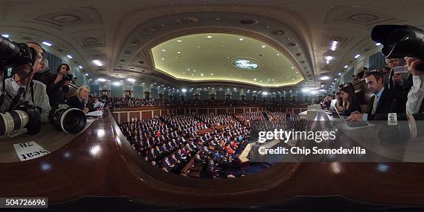 Joint session of Congress is assembled for US President Barack Obama's final State of the Union speech in the House chamber of the U.S. Capitol...