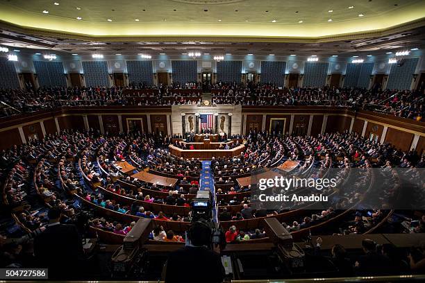 President Barack Obama delivers his 8th and final State of the Union address to the Nation during a joint session of Congress at the United States...