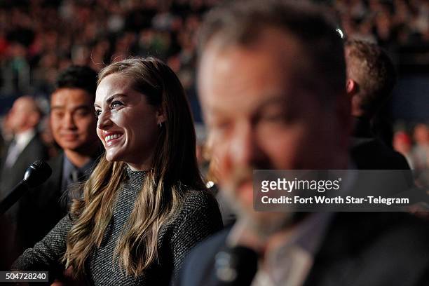 Julie Daniels and David Costabile attend the premiere of "13 Hours: The Secret Soldiers of Benghazi" at AT&T Stadium in Arlington, Texas, on Tuesday,...