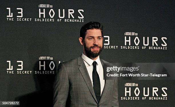 John Krasinski attends the premiere of "13 Hours: The Secret Soldiers of Benghazi" at AT&T Stadium in Arlington, Texas, on Tuesday, Jan. 12, 2016.