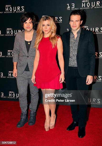 Musicians Neil Perry, Kimberly Perry, and Reid Perry of The Band Perry attend the Dallas Premiere of the Paramount Pictures film 13 Hours: The...